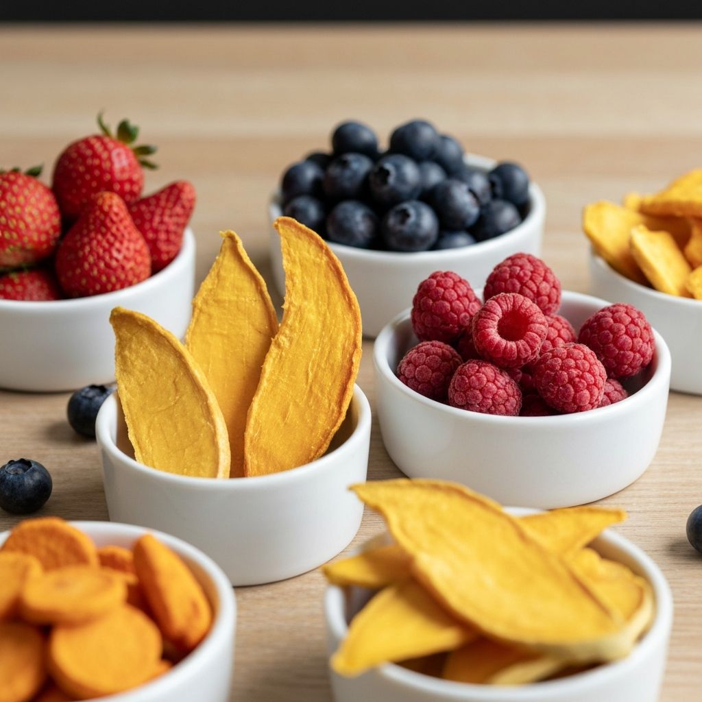 Liofilizowane owoce - truskawki, maliny, mango